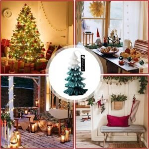Bougie De Noel En Cire De Soja Sapin Blanc Et Vert 2