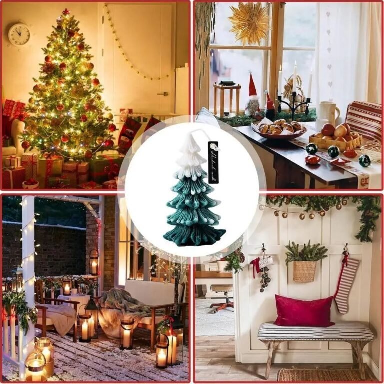Bougie De Noel En Cire De Soja Sapin Blanc Et Vert 2