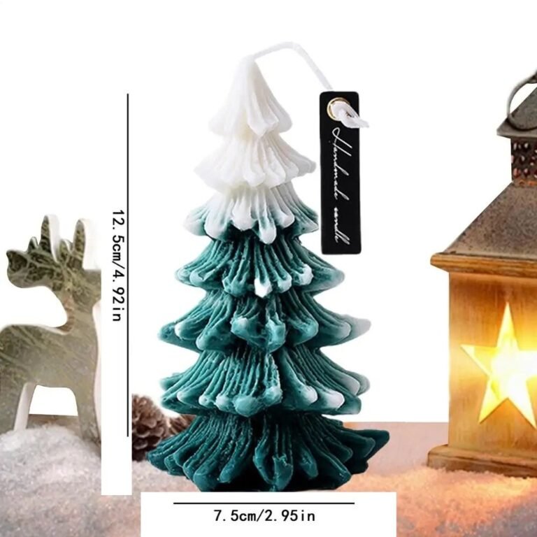 Bougie De Noel En Cire De Soja Sapin Blanc Et Vert 5