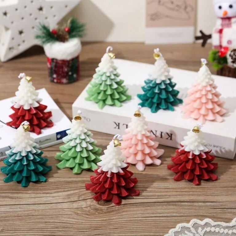 Bougie De Noel Sapin Rouge Enneige 4