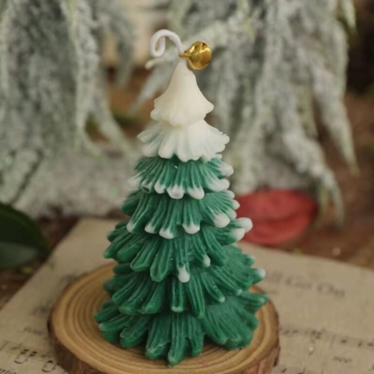 Bougie De Noel Sapin Vert Enneige 2