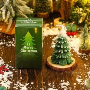 Bougie De Noel Sapin Vert Enneige