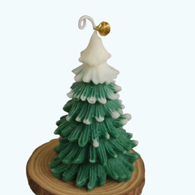Bougie De Noel Sapin Vert Enneige 4
