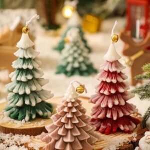 Bougie De Noel Sapin Vert Enneige 5