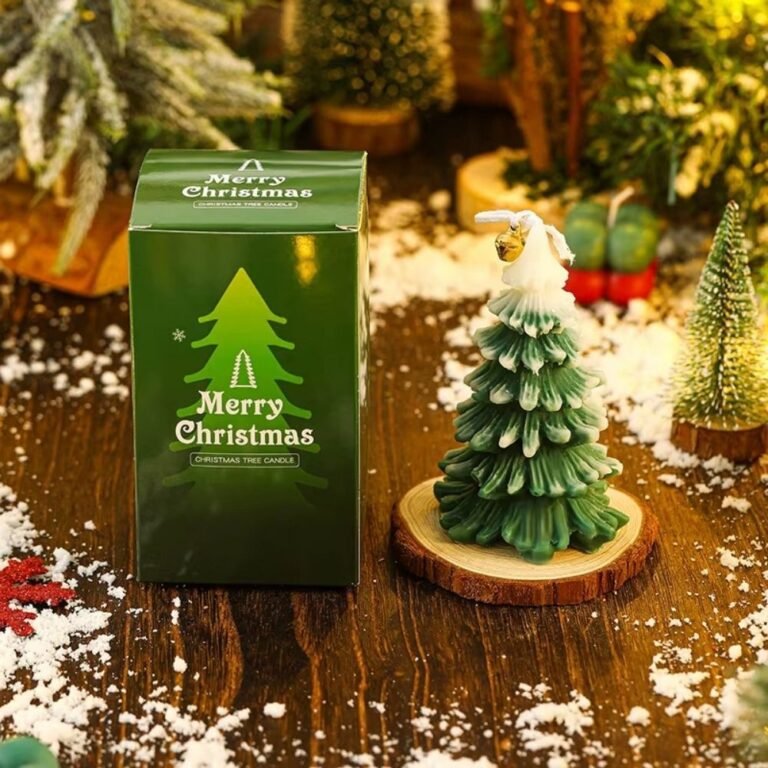 Bougie De Noel Sapin Vert Enneige