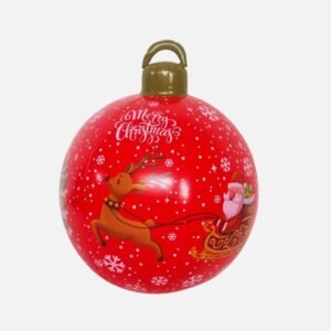 Boule De Noel Gonflable 60 Cm Rouge Avec Flocons 1