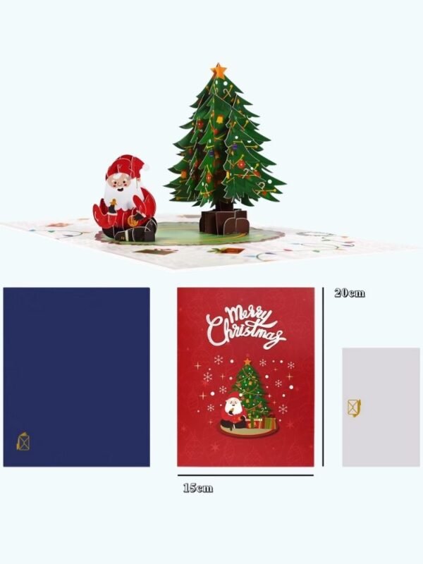 Carte De Noel 3d Pere Noel Et Ses Rennes 1