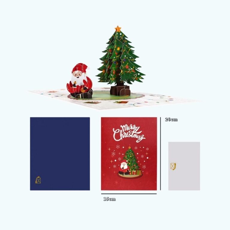 Carte De Noel 3d Pere Noel Et Ses Rennes 1
