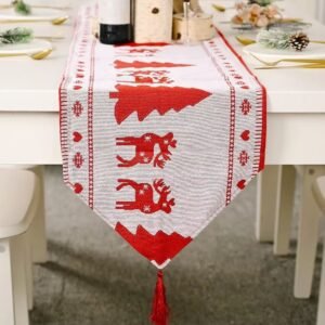 Chemin De Table Noel Rouge Et Blanc 1