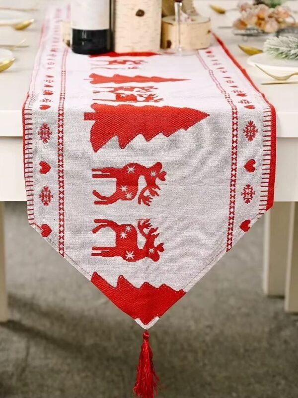 Chemin De Table Noel Rouge Et Blanc 1