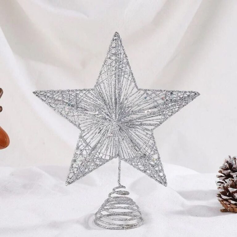 Cimier De Sapin De Noel Etoile 20cm Argent 3