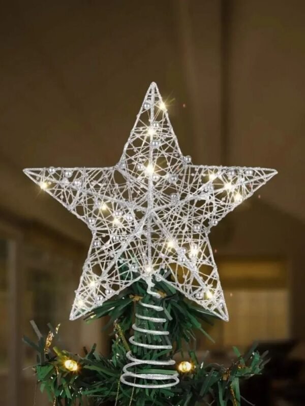 Cimier De Sapin De Noel Etoile 20cm Argent