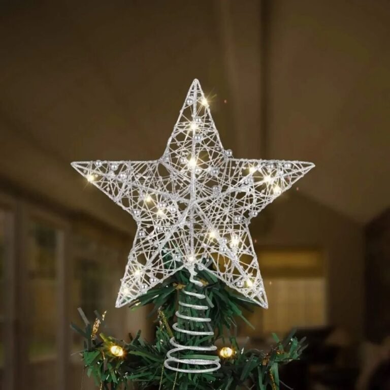 Cimier De Sapin De Noel Etoile 20cm Argent