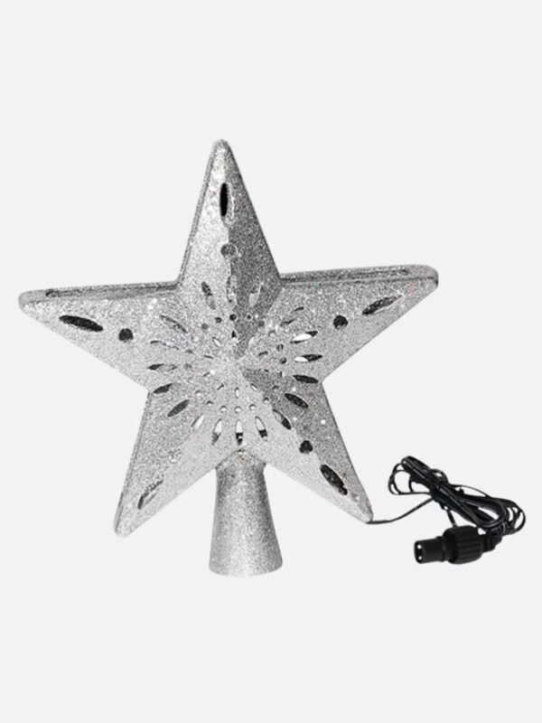 Cimier De Sapin De Noel Projecteur Detoiles Et Flocons Argent