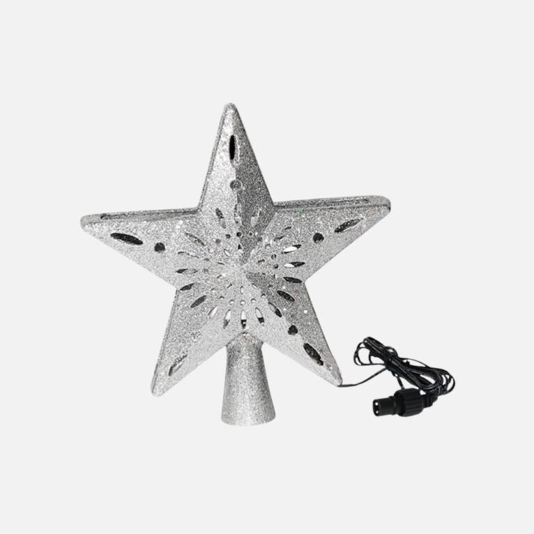 Cimier De Sapin De Noel Projecteur Detoiles Et Flocons Argent