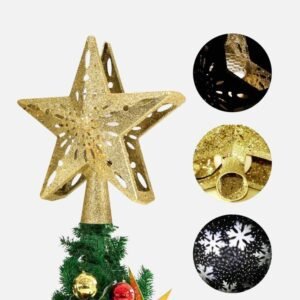 Cimier De Sapin De Noel Projecteur Detoiles Et Flocons Or 1