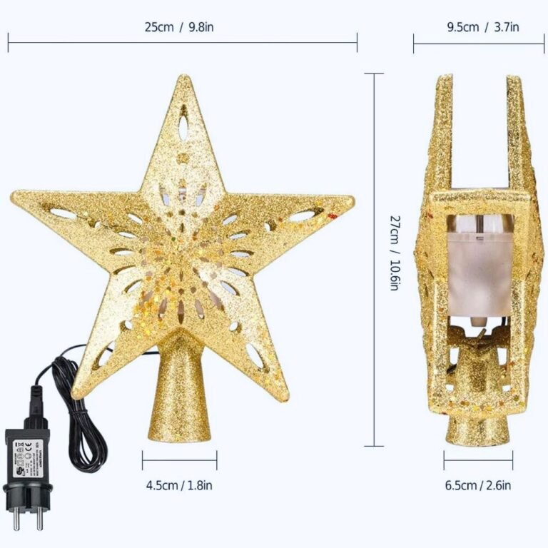 Cimier De Sapin De Noel Projecteur Detoiles Et Flocons Or 6