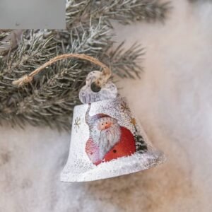 Cloche Blanche De Noel Avec Pere Noel