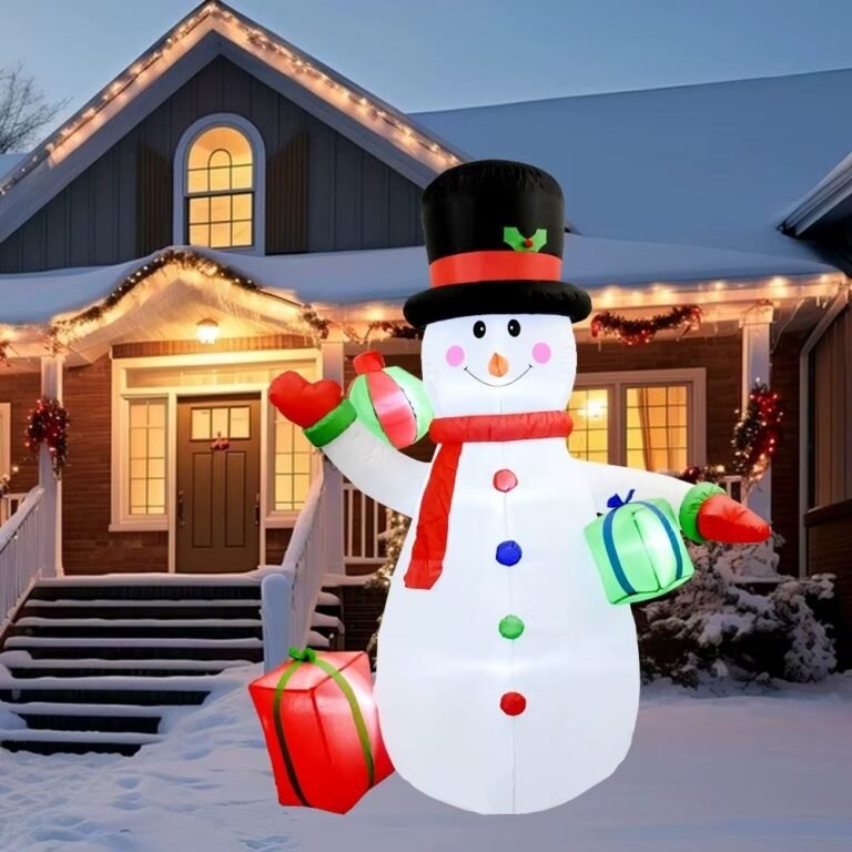 Decoration Noel Gonflable Bonhomme De Neige Avec Pingouins 2