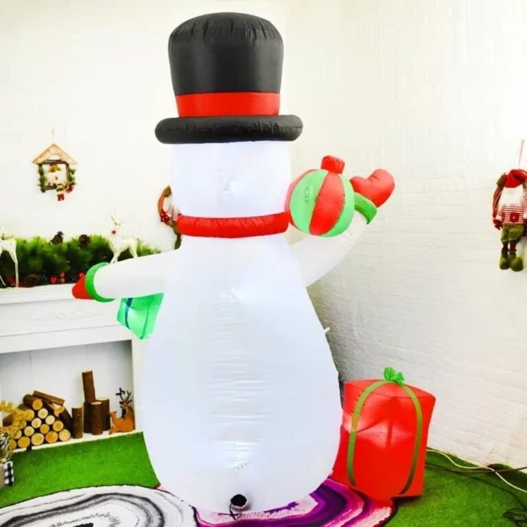 Decoration Noel Gonflable Bonhomme De Neige Avec Pingouins 3