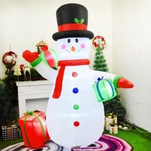 Decoration Noel Gonflable Bonhomme De Neige Avec Pingouins