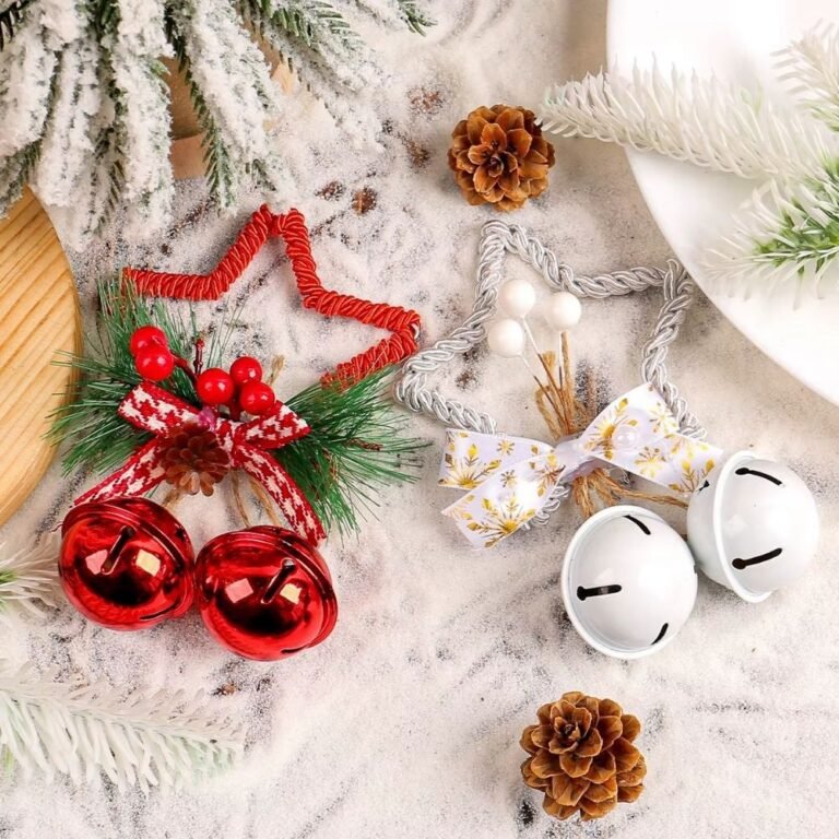 Double Cloche De Noel En Metal Et Pendentif 3