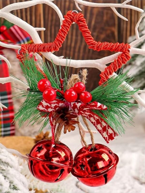 Double Cloche De Noel En Metal Et Pendentif