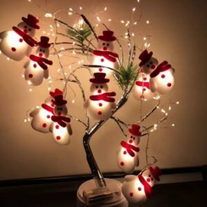 Guirlande De Noel Leds Bonhomme De Neige Blanc