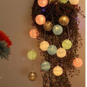Guirlande Lumineuse A Boules Vert Rose Jaune