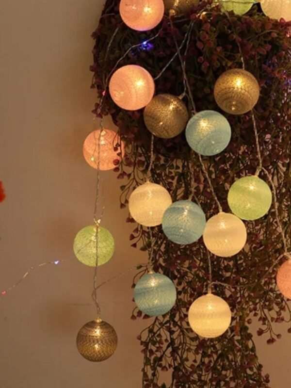 Guirlande Lumineuse A Boules Vert Rose Jaune