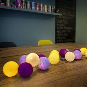 Guirlande Lumineuse A Boules Violette Jaune 1