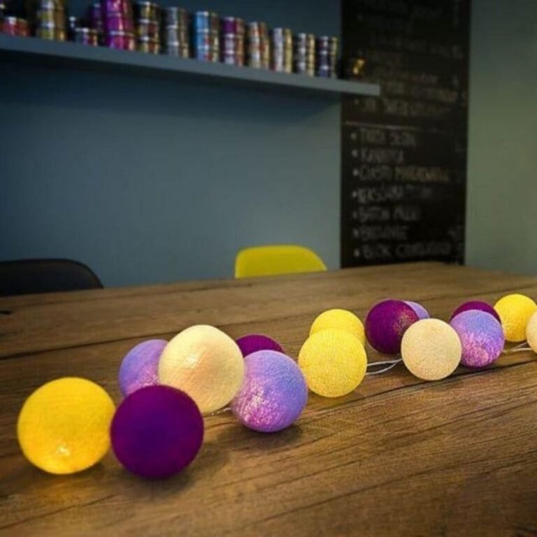 Guirlande Lumineuse A Boules Violette Jaune 1