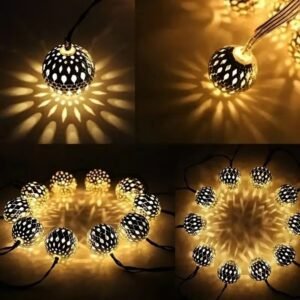 Guirlande Lumineuse Boules Metalliques 25 Cm De Diametre 1
