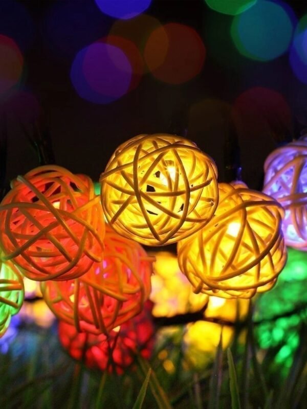 Guirlande Lumineuse En Boules Tissees