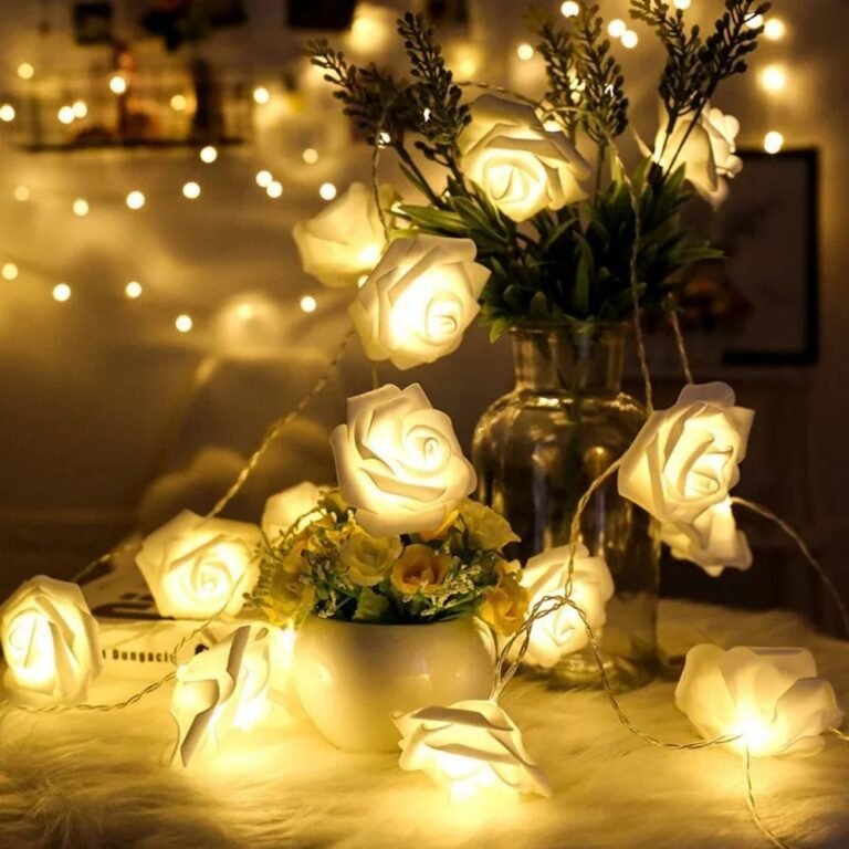 Guirlande Lumineuse Motif Roses Blanches 2