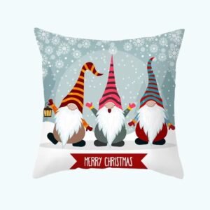 Housse De Coussin De Noel Lutins Chapeaux Rayes 1