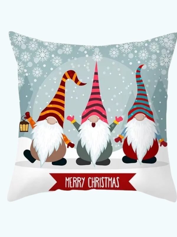 Housse De Coussin De Noel Lutins Chapeaux Rayes 1