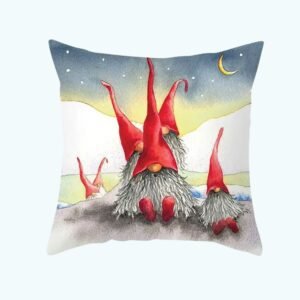 Housse De Coussin De Noel Lutins Chapeaux Rouge 1