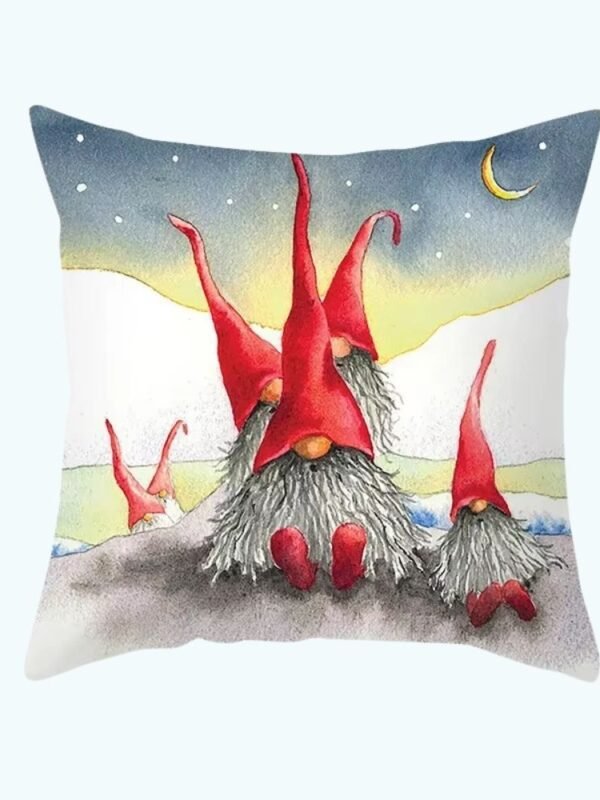 Housse De Coussin De Noel Lutins Chapeaux Rouge 1