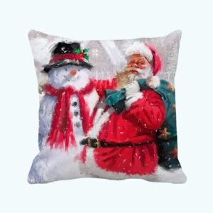 Housse De Coussin De Noel Pere Noel Et Bonhomme De Neige 1