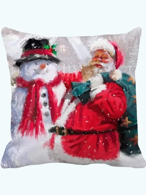 Housse De Coussin De Noel Pere Noel Et Bonhomme De Neige 1