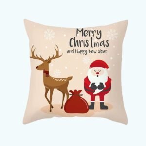 Housse De Coussin De Noel Renne Pere Noel Avec Son Sac 1