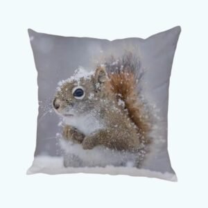 Housse De Coussin Ecureuil Neige 1