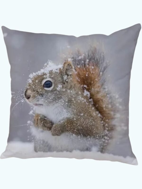 Housse De Coussin Ecureuil Neige 1