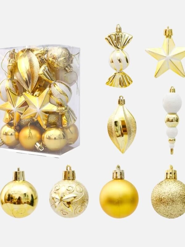 Kit De 20 Decorations De Noel Dorees