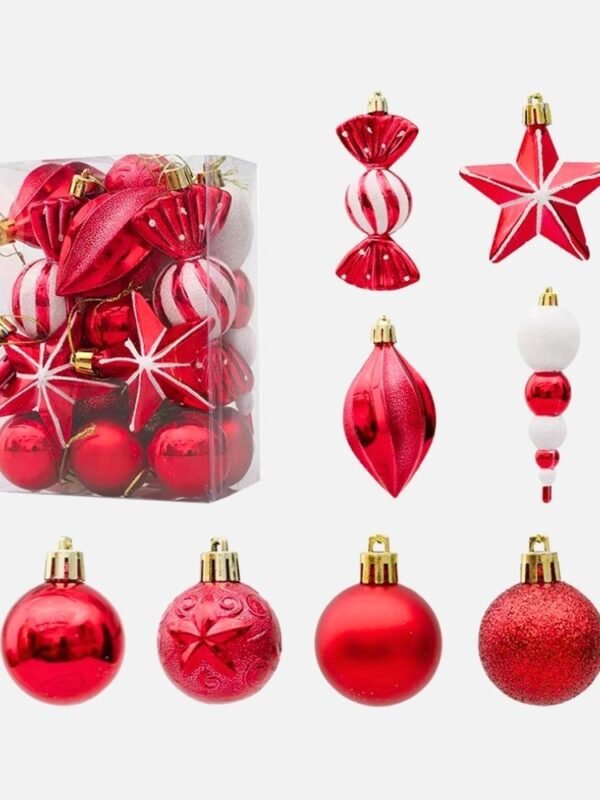 Kit De 20 Decorations De Noel Rouges