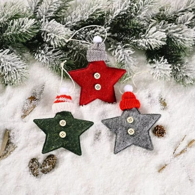 Lot 6 Etoiles De Noel En Feutrine 1