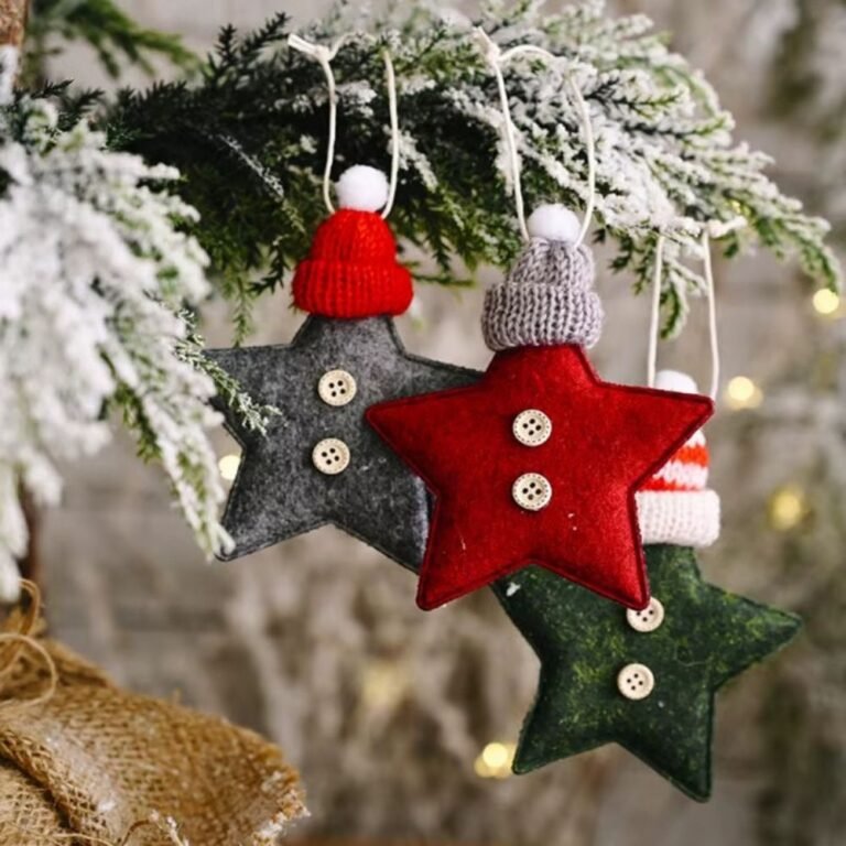 Lot 6 Etoiles De Noel En Feutrine