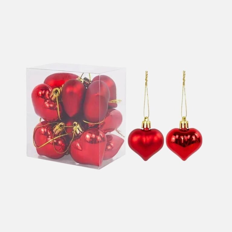 Lot De 12 Boules De Noel Coeur Rouge 1