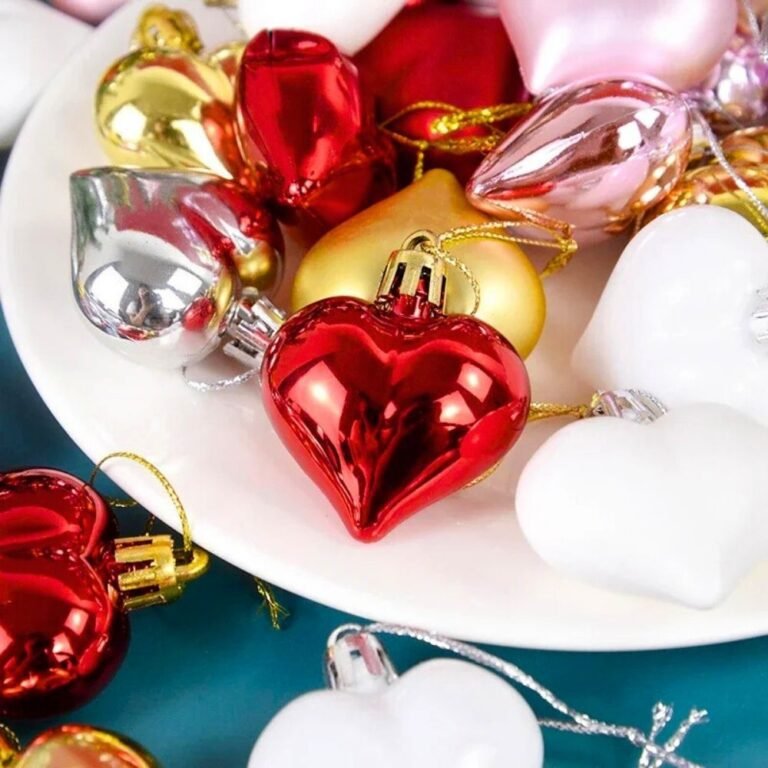 Lot De 12 Boules De Noel Coeur Rouge 2